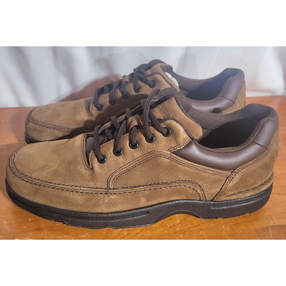NEW Mens Rockport Eureka Brown Size 10 M Medium Leather Walking Shoes Lace Up